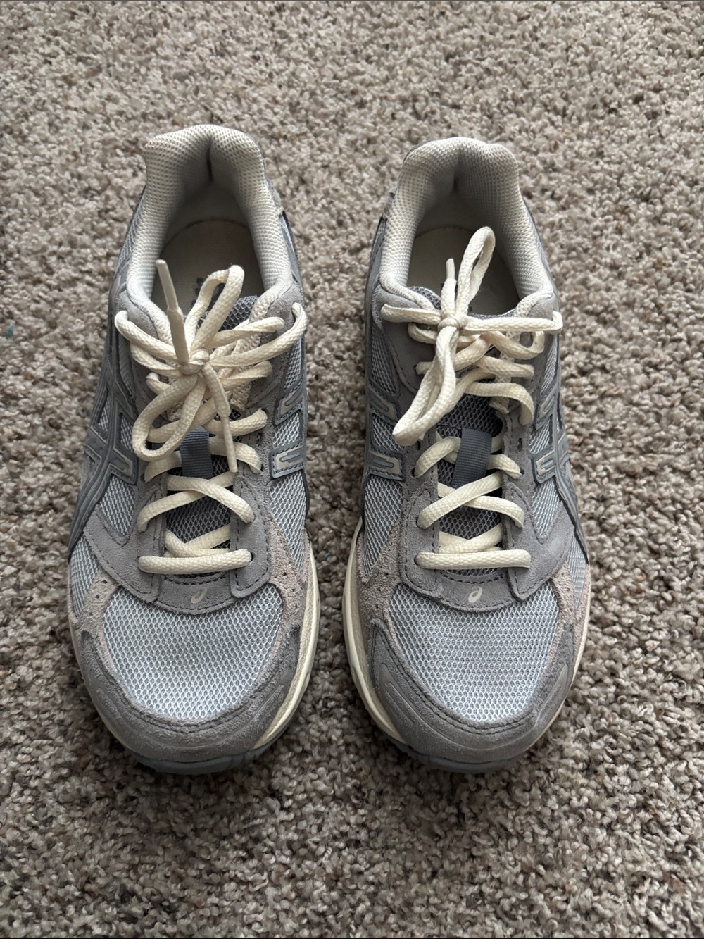 Asics Kids Light Gray and White Sneakers